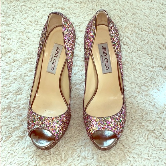 Jimmy Choo Crown Sparkle peep toe heels - Picture 2 of 7
